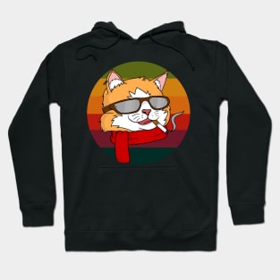 Retro cool cat smoking illustration Hoodie